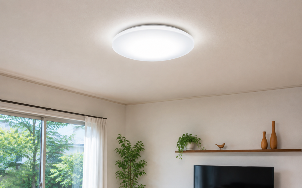 家庭用LEDシーリングライトが付いた明るい室内
