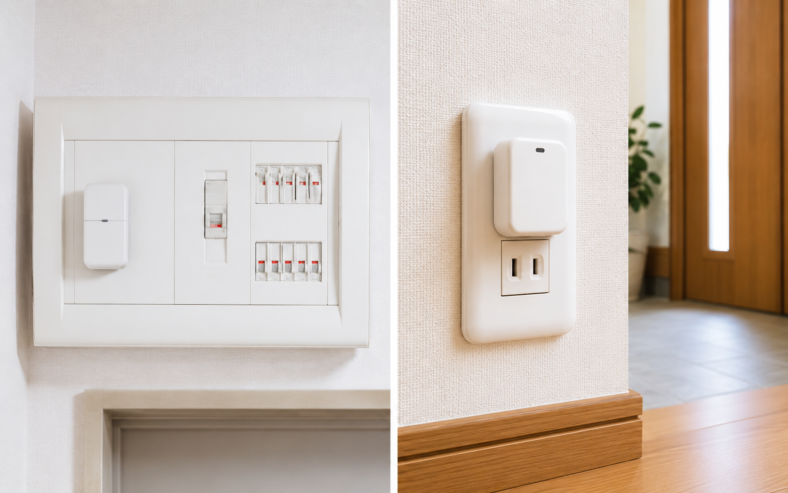 分電盤タイプとコンセントタイプの感震ブレーカーを確認するイメージ